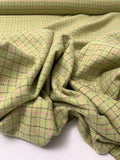 Italian Plaid Wool Tweed - Green/Maroon/Pink