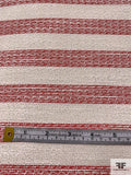 Woven Striped Metallic Tweed - Red / White / Gold