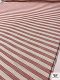 Woven Striped Metallic Tweed - Red / White / Gold