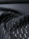 Italian Geometric Fil Coupé Silk and Cotton Voile - Black