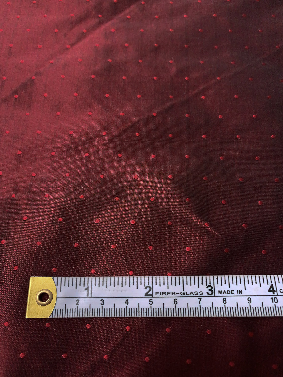 Yarn-Dyed Iridescent Silk Taffeta with Pin Dot Pattern - Wine Red / Black