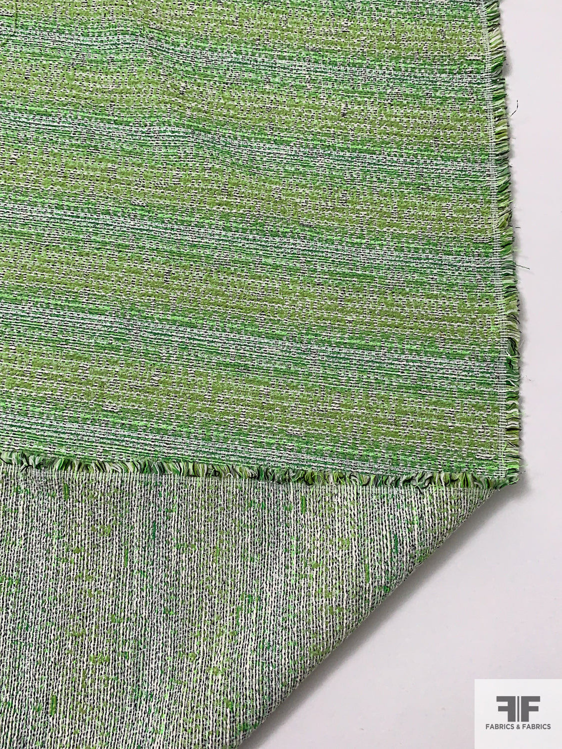 Italian Classic Tweed with Silver Shimmer Threads - Shades of Green / White / Silver Lurex