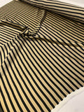 Horizontal Striped Printed Silk Charmeuse - Black / Khaki Gold