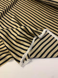 Horizontal Striped Printed Silk Charmeuse - Black / Khaki Gold