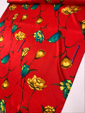 Vibrant Floral Printed Silk Charmeuse - Red / Greens / Yellows / Olive