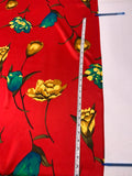 Vibrant Floral Printed Silk Charmeuse - Red / Greens / Yellows / Olive