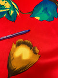 Vibrant Floral Printed Silk Charmeuse - Red / Greens / Yellows / Olive