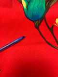 Vibrant Floral Printed Silk Charmeuse - Red / Greens / Yellows / Olive