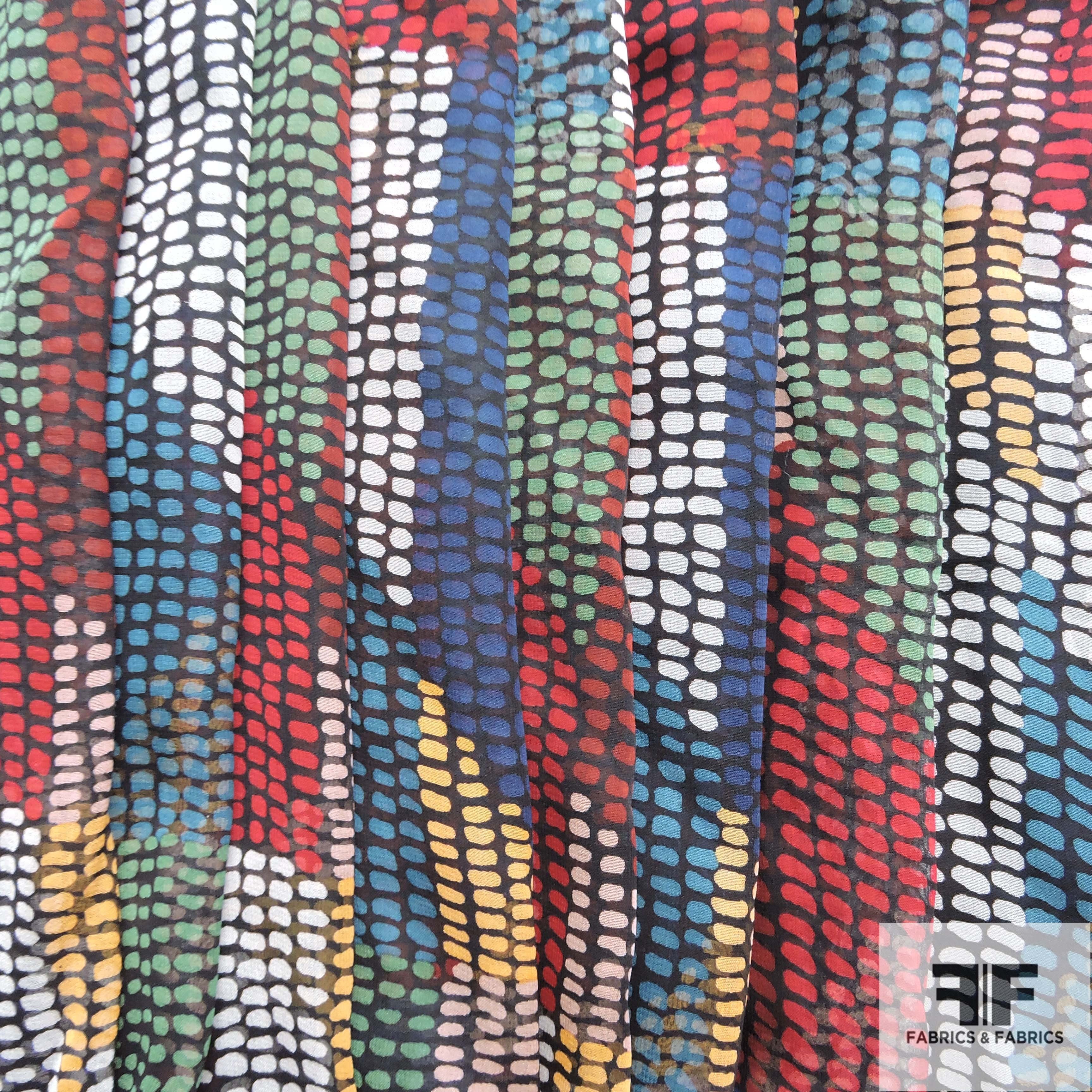 Abstract Printed Silk Chiffon - Multicolor - Fabrics & Fabrics NY