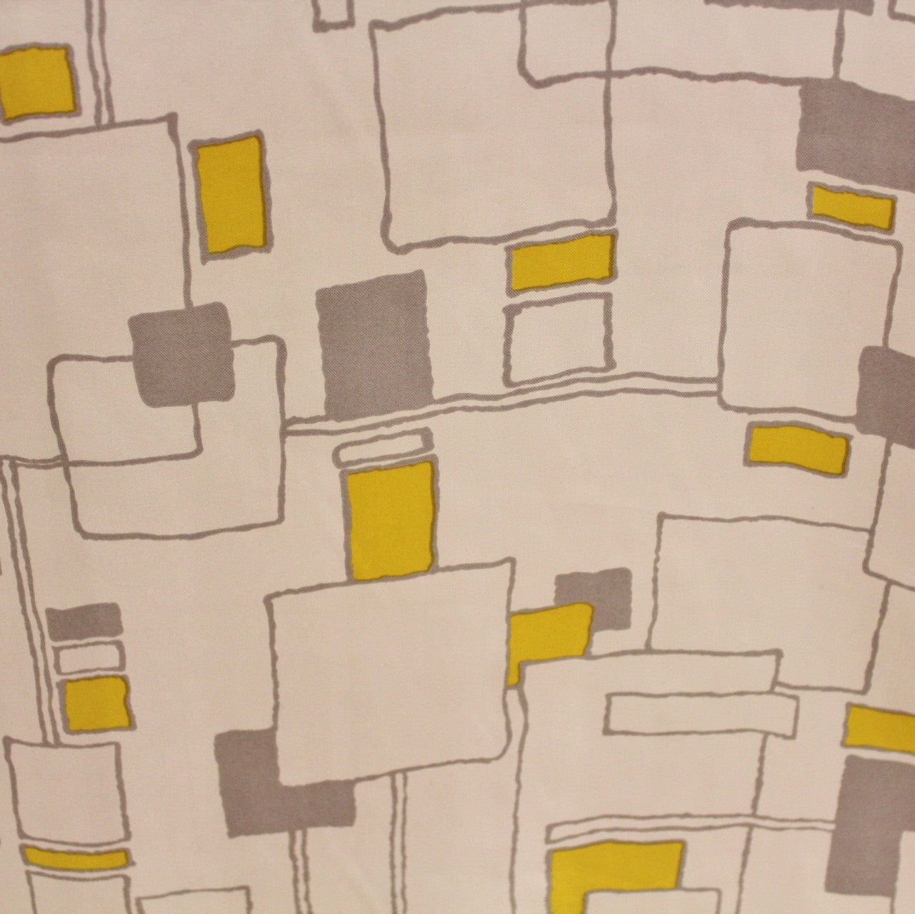 Graphic Printed Silk Twill - White/Yellow/Grey