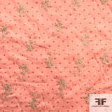 Polka Dot and Floral Embroidered Cotton - Pink/Cream/Red