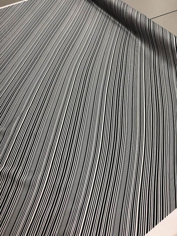 Diagonal Stripes Silk Crepe - Black And White