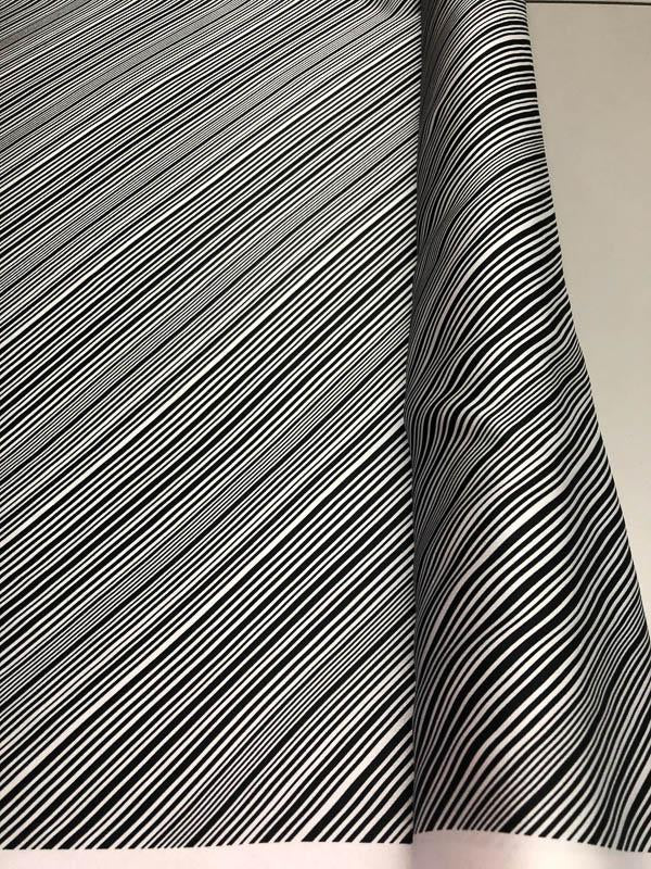 Diagonal Stripes Silk Crepe - Black And White