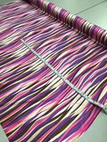 Wavy Striped Silk Charmeuse - Pink, Purple And Brown