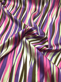 Wavy Striped Silk Charmeuse - Pink, Purple And Brown