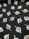 Leaves Printed Silk Jacquard - Black / White