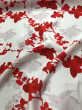 Floral Silk Charmeuse - Red, Ivory, And Mauve