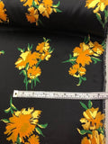 Floral Silk Charmeuse - Black, Orange, Yellow And Green