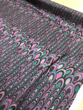 Scalloped Crinkled Silk Charmeuse - Magenta, Teal And Purple