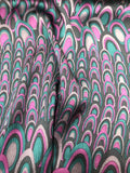 Scalloped Crinkled Silk Charmeuse - Magenta, Teal And Purple