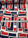 Art Deco Silk Charmeuse - Red, White, And Blue
