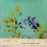Tropical Floral Printed Silk Georgette - Aquamarine