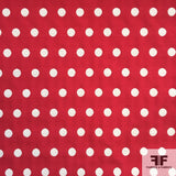 Cotton Polka-Dot Brocade- Red/Off White - Fabrics & Fabrics NY