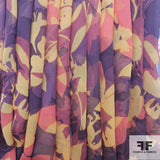 Graphic Floral Printed Silk Chiffon - Purple/Multicolor