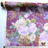 Floral Printed Silk Chiffon - Purple/Multicolor