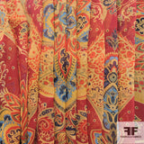 Floral Printed Silk Chiffon - Red/Multicolor