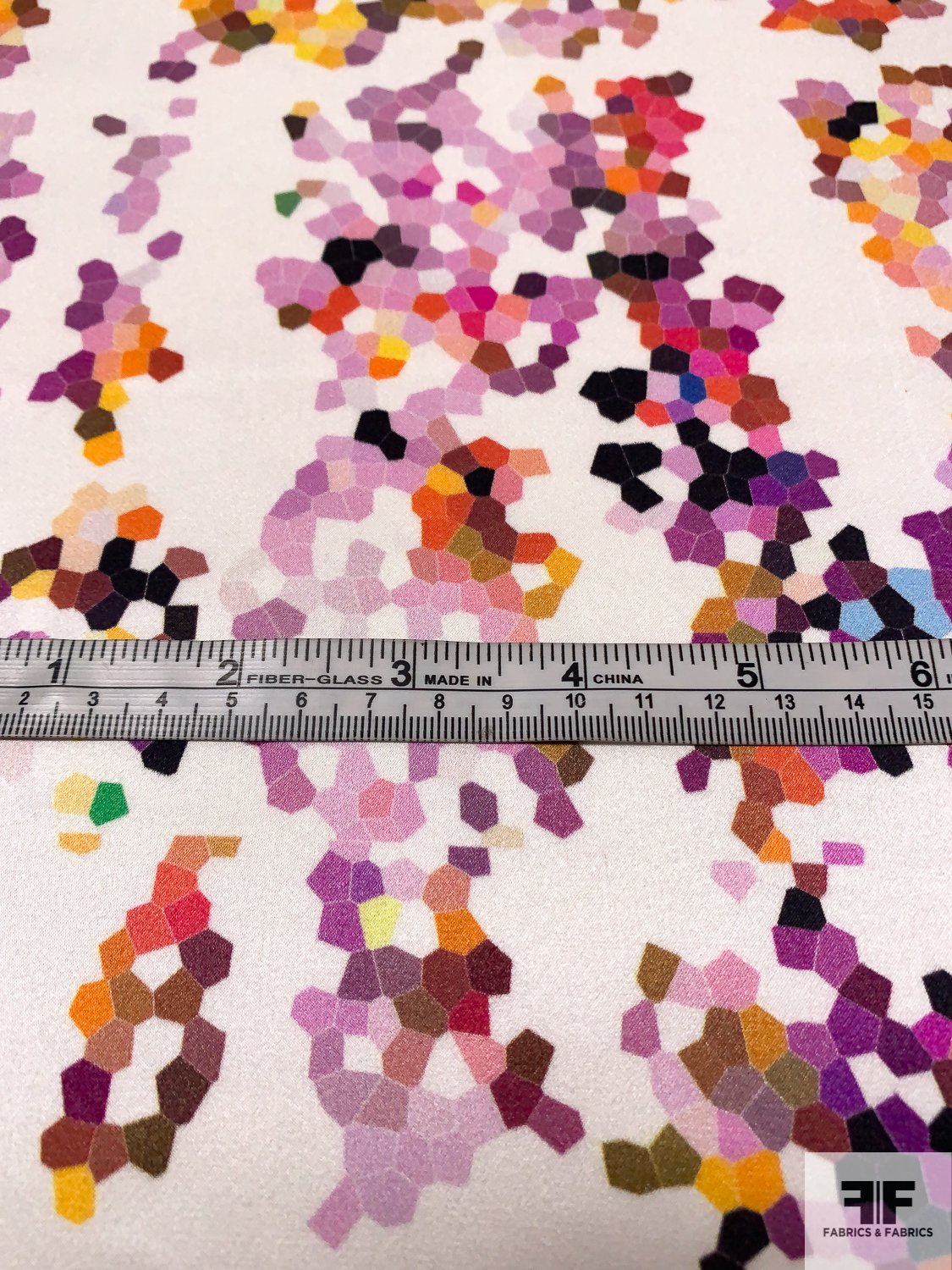 Pixel Dotted Printed Silk Charmeuse - Multicolor