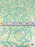 Scribbly Floral Printed Silk Charmeuse - Mint / Green / Seafoam