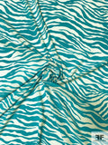 Tiger Matte-Printed Stretch Silk Charmeuse - Turquoise / Lightest Aqua