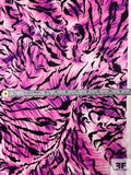 Brushstroke Animal Pattern Silk Charmeuse - Orchid / Purple / Black / White