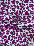 Animal Pattern Printed Silk Charmeuse - Seafoam / Green / Purple