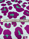 Animal Pattern Printed Silk Charmeuse - Seafoam / Green / Purple