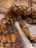 Animal-Like Pattern Printed Silk Chiffon - Brown / Caramel / Black