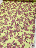 Trailing Orchid Printed Silk Chiffon - Chartreuse Yellow / Magenta