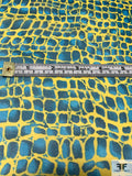 Animal-Like Pattern Printed Silk Chiffon - Bold Yellow / Shades of Blue