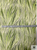 Long Wavy Mane Printed Silk Chiffon - Shades of Green / Ivory