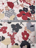 Playful Floral Graphic Printed Silk Chiffon - Red / Black / White / Grey