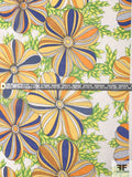 Floral Surrealism Printed Silk Chiffon - Yellow / Blue / Greens / Orange