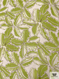 Leaf Graphic Printed Silk Chiffon - Lime Green / Off-White / Dark Tan