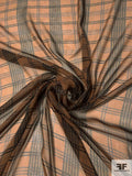 Plaid Printed Silk Chiffon - Chocolate Brown / Black / Teal