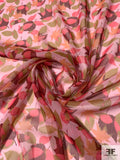 Leaf Graphic Printed Silk Chiffon - Coral-Pink / Pink / Olive / Burgundy