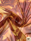 Fiery Tribal Printed Silk Chiffon - Brick Red / Burnt Orange