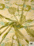 Abstract Leaf Printed Silk Chiffon - Yellow / Lime / Seafoam