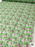 Summer Floral Printed Silk Chiffon - Seafoam / Greens / Orchid