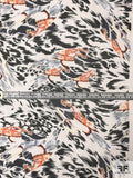 Brushstroke Animal-Pattern Printed Silk Chiffon - Black / White / Grey / Orange