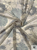 Abstract Leaf Printed Silk Chiffon - Stone / Grey / Mint